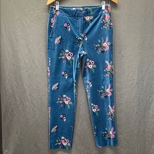 Boden Blue velvet Floral ankle pants